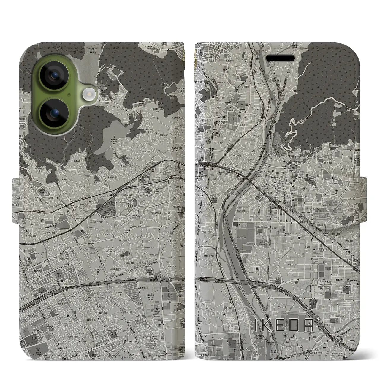 【池田（大阪府）】地図柄iPhoneケース（手帳タイプ）