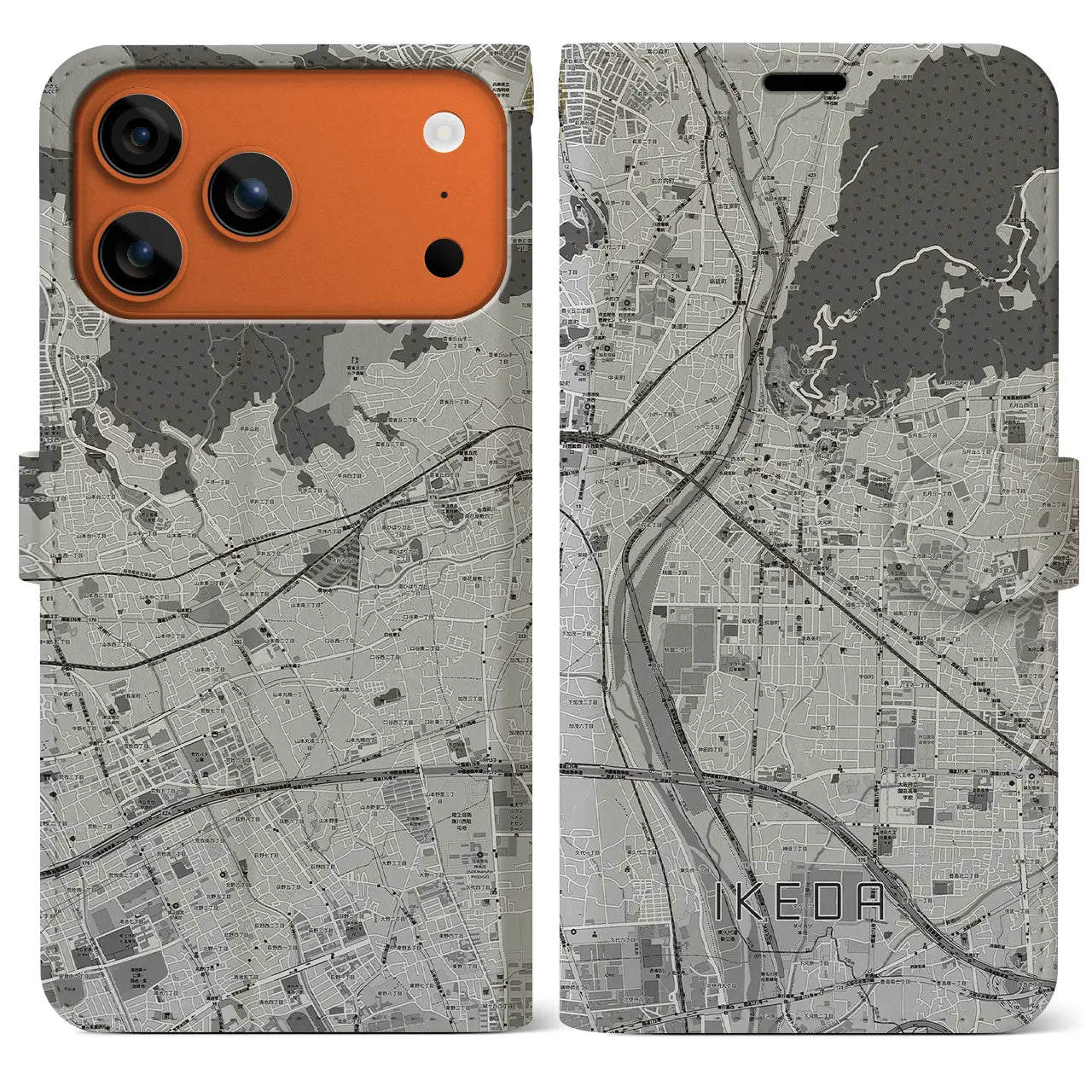 【池田（大阪府）】地図柄iPhoneケース（手帳タイプ）