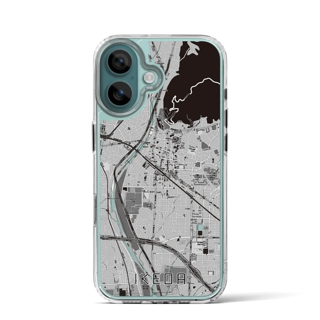 【池田（大阪府）】地図柄iPhoneケース（MagSafeタイプ）モノトーン・iPhone 16 Pro 用
