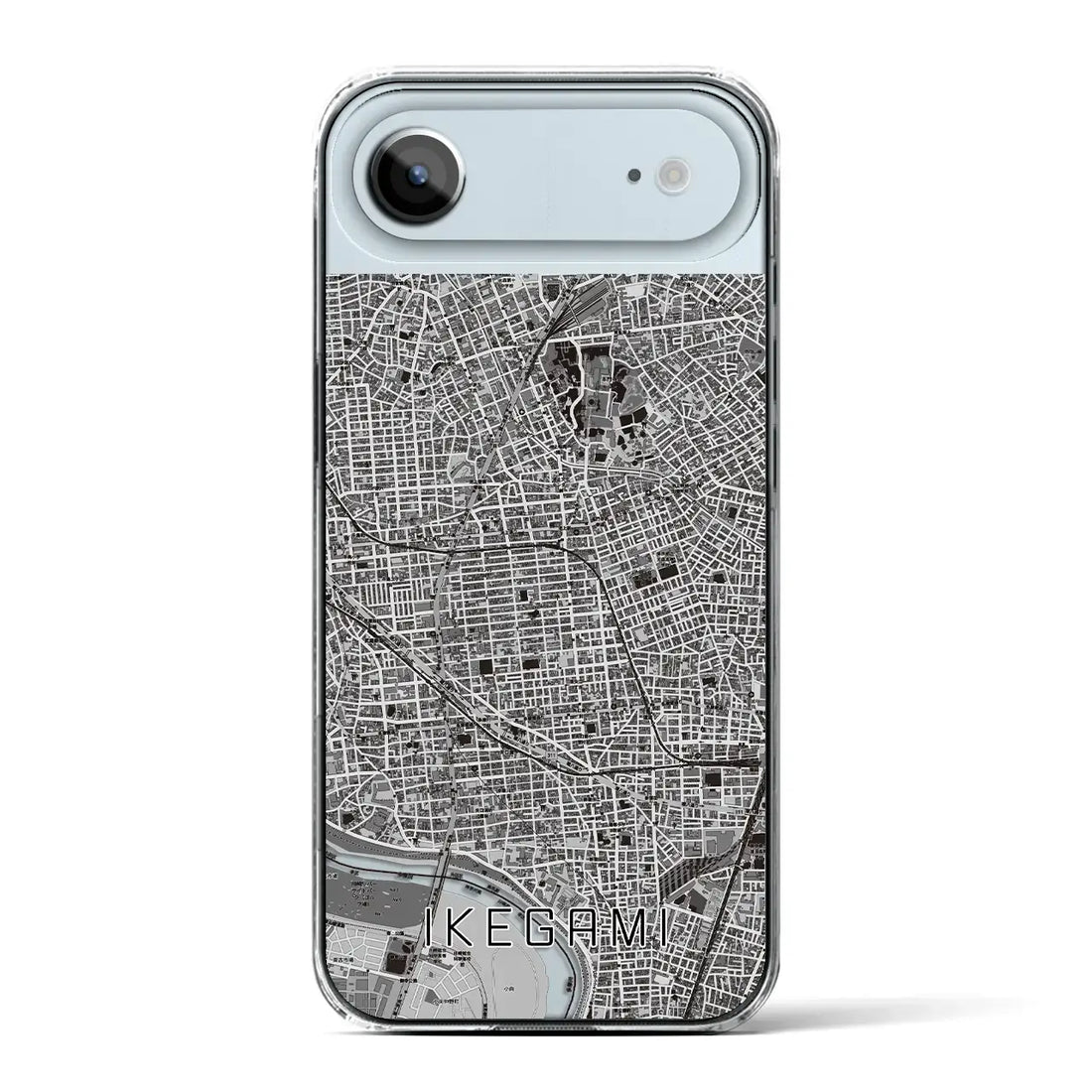【池上（東京都）】地図柄iPhoneケース（クリアタイプ）モノトーン・iPhone 17 Pro Max 用
