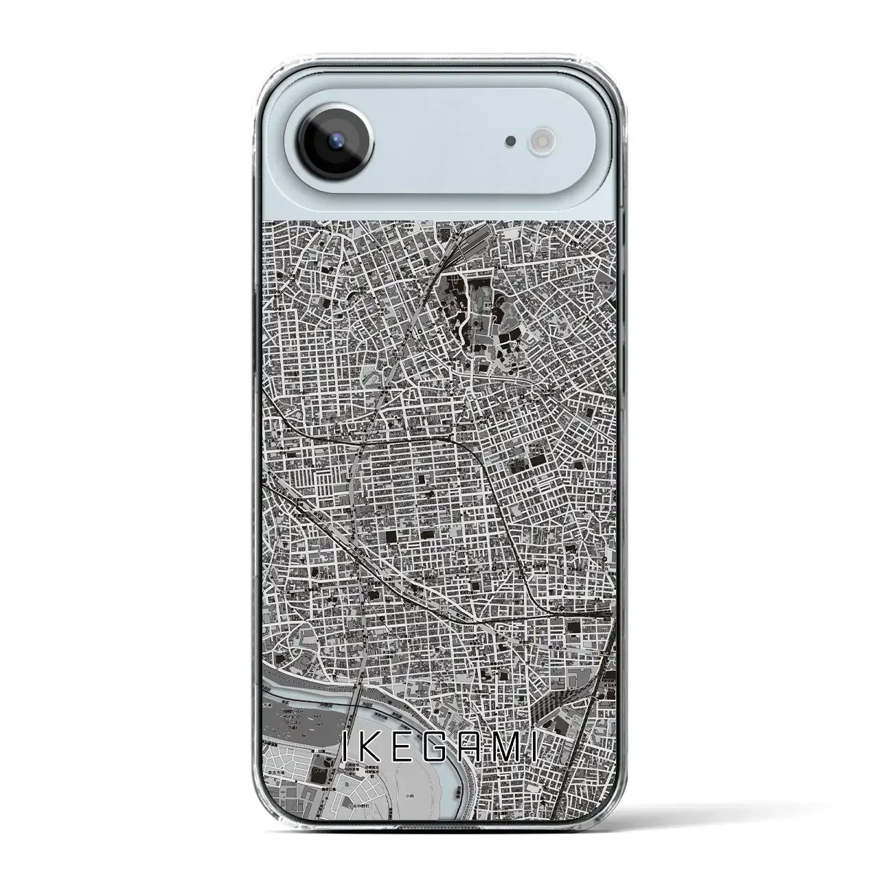 【池上（東京都）】地図柄iPhoneケース（クリアタイプ）モノトーン・iPhone 17 Pro Max 用