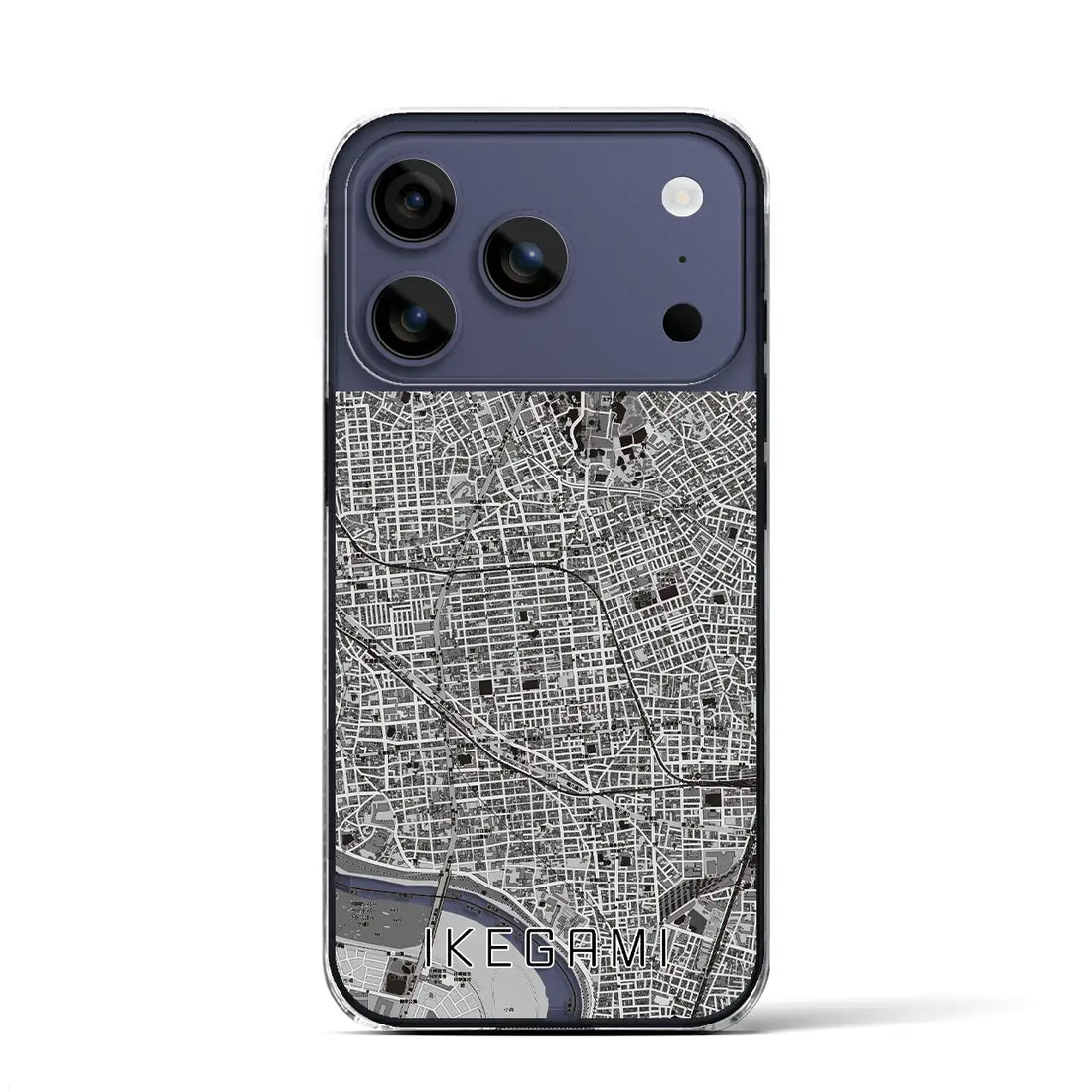 【池上（東京都）】地図柄iPhoneケース（クリアタイプ）モノトーン・iPhone 17 Pro Max 用