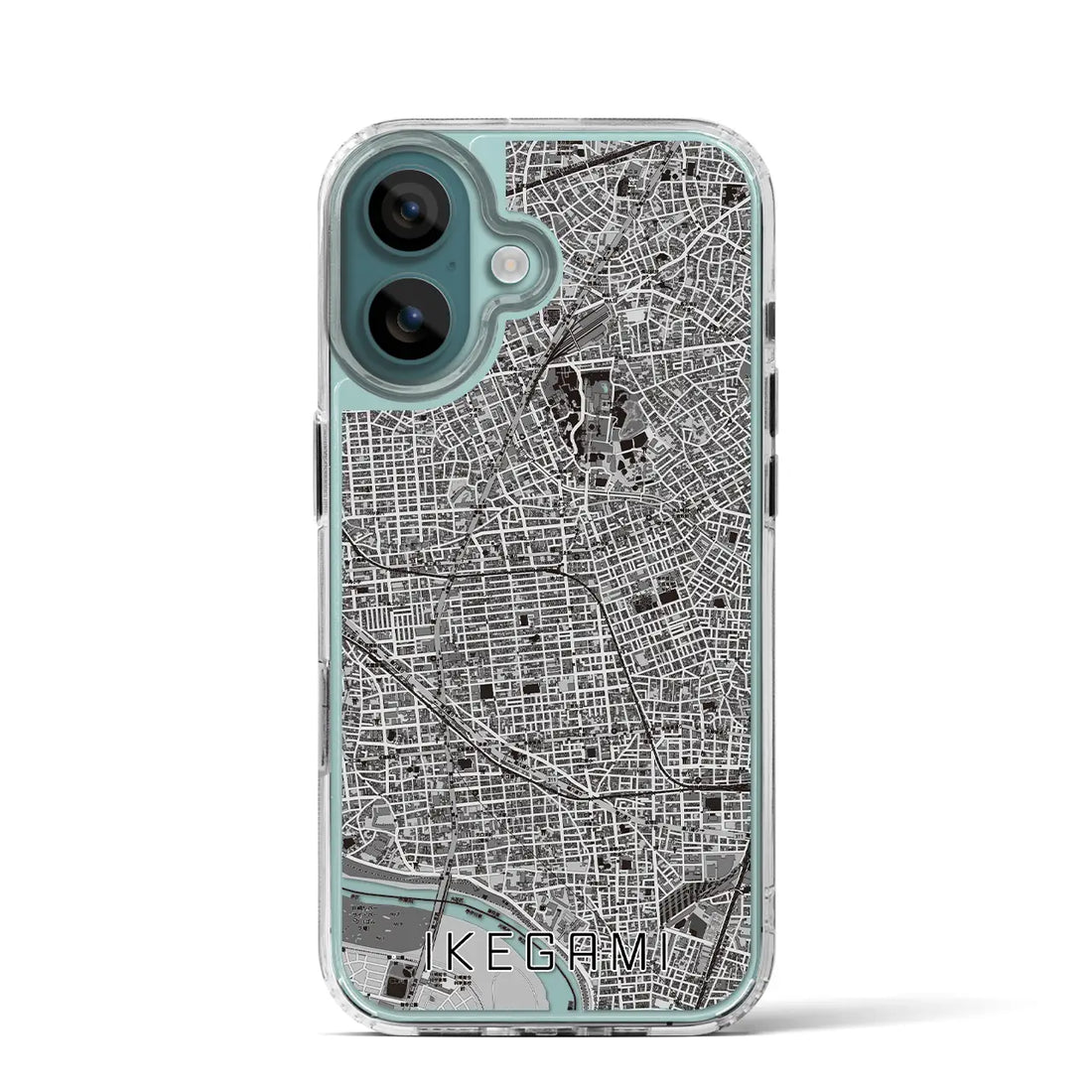 【池上（東京都）】地図柄iPhoneケース（MagSafeタイプ）モノトーン・iPhone 16 Pro 用