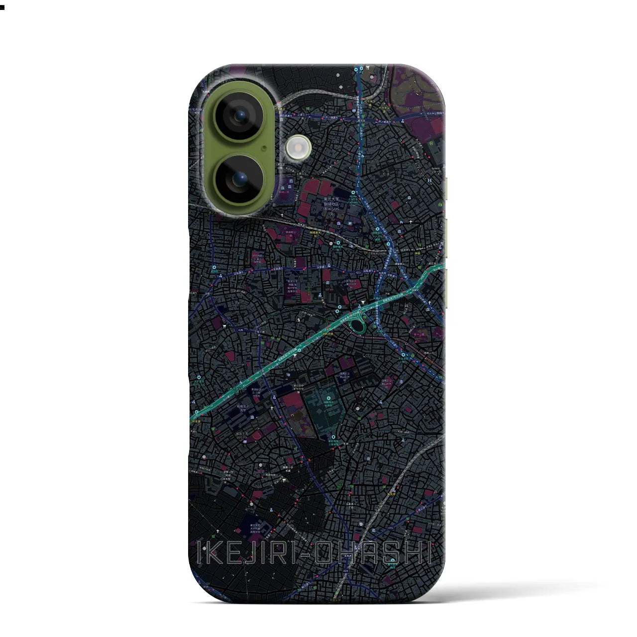 【池尻大橋（東京都）】地図柄iPhoneケース（バックカバータイプ）