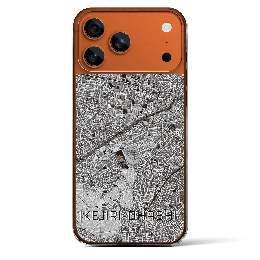 【池尻大橋(東京都)】地図柄iPhoneケース(クリアタイプ)モノトーン・iPhone 17 Pro Max 用