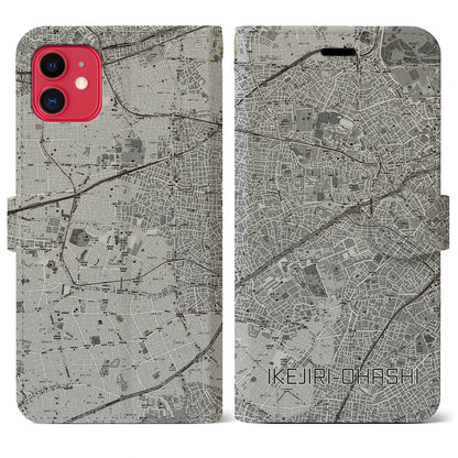 【池尻大橋（東京都）】地図柄iPhoneケース（手帳タイプ）モノトーン・iPhone 11 用