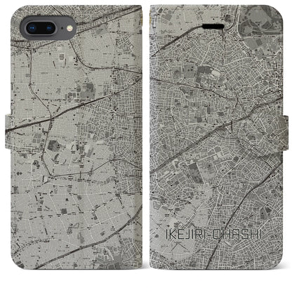 【池尻大橋（東京都）】地図柄iPhoneケース（手帳タイプ）モノトーン・iPhone 8Plus /7Plus / 6sPlus / 6Plus 用