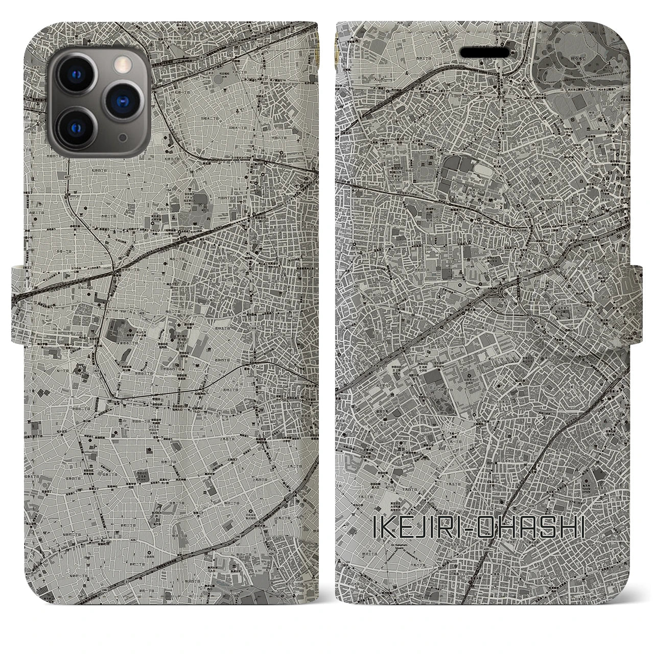 【池尻大橋（東京都）】地図柄iPhoneケース（手帳タイプ）