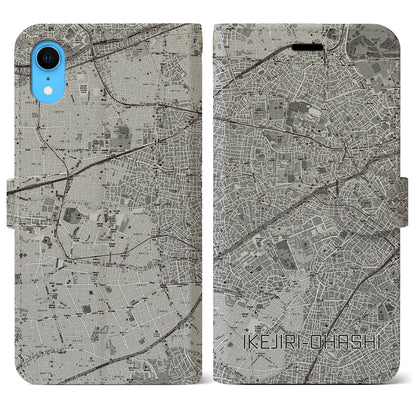 【池尻大橋（東京都）】地図柄iPhoneケース（手帳タイプ）モノトーン・iPhone XR 用