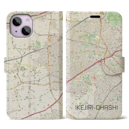 【池尻大橋（東京都）】地図柄iPhoneケース（手帳タイプ）ナチュラル・iPhone 14 用