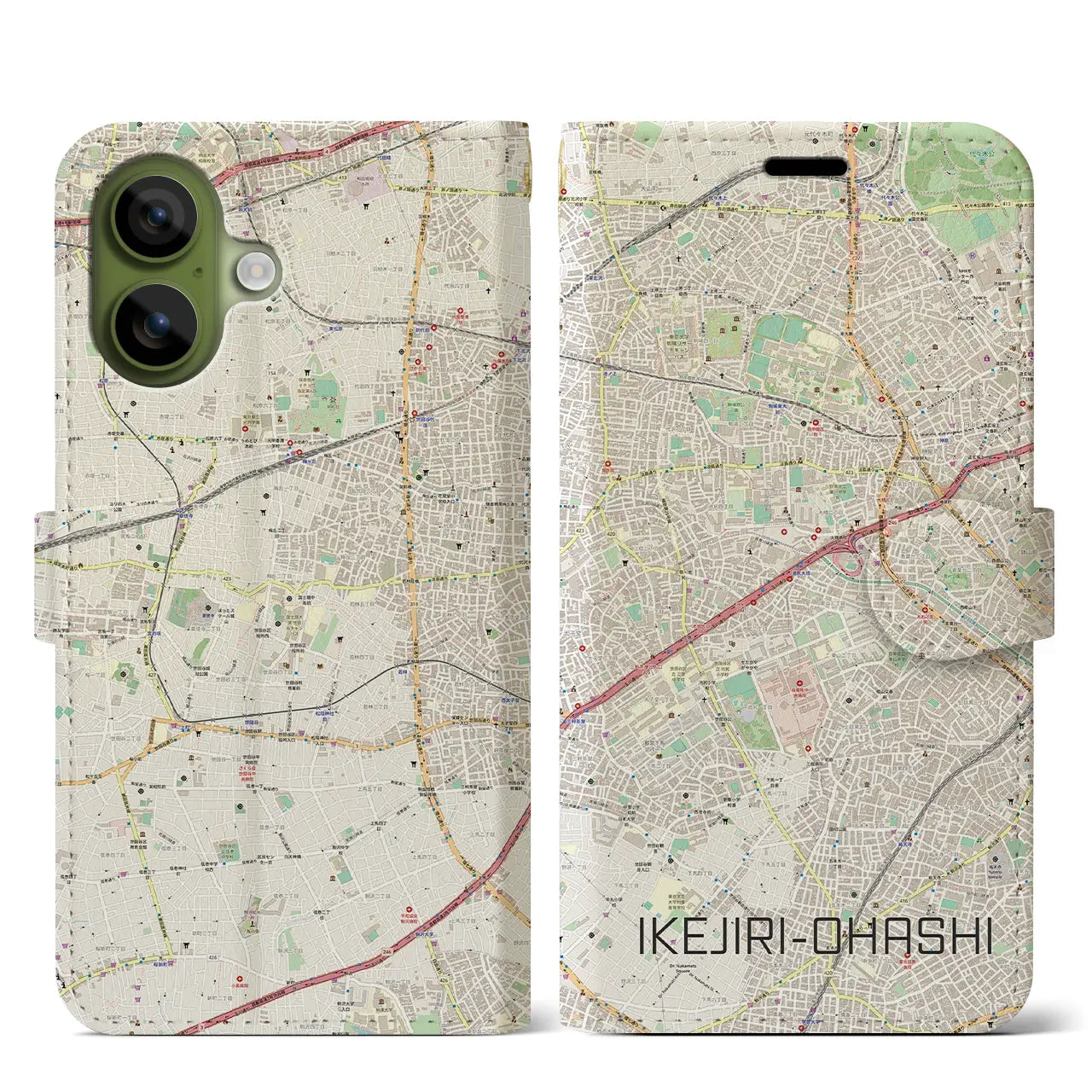 【池尻大橋（東京都）】地図柄iPhoneケース（手帳タイプ）