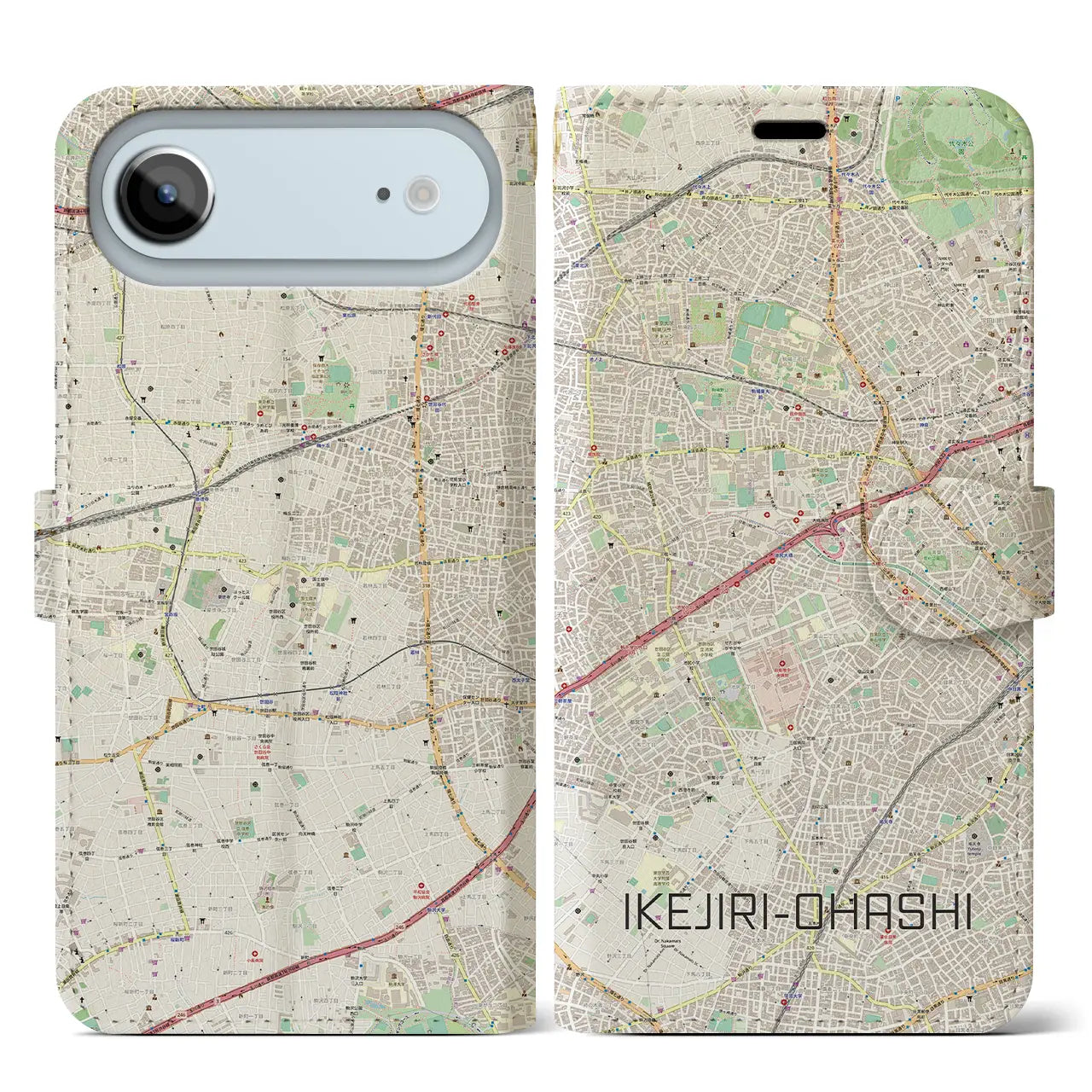 【池尻大橋（東京都）】地図柄iPhoneケース（手帳タイプ）