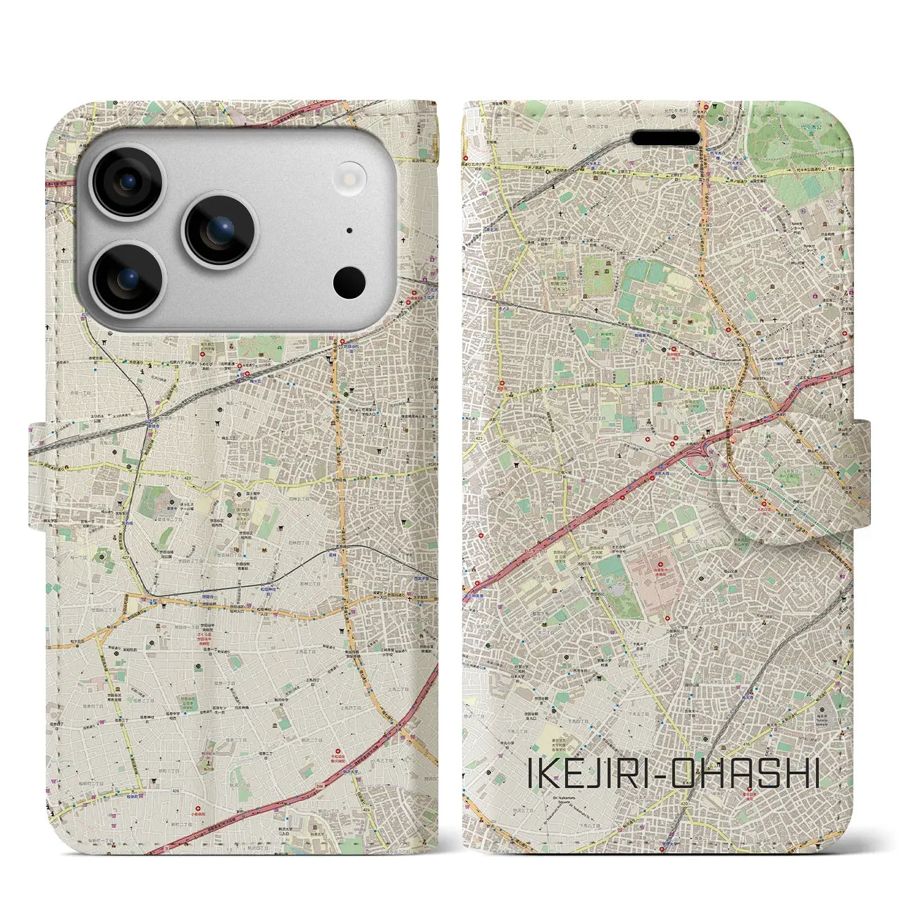 【池尻大橋（東京都）】地図柄iPhoneケース（手帳タイプ）