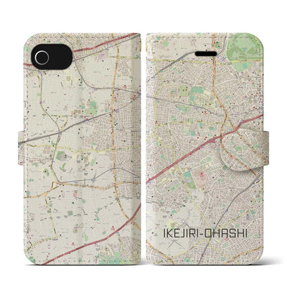 【池尻大橋（東京都）】地図柄iPhoneケース（手帳タイプ）ナチュラル・iPhone SE（第3 / 第2世代） / 8 / 7 / 6s / 6 用