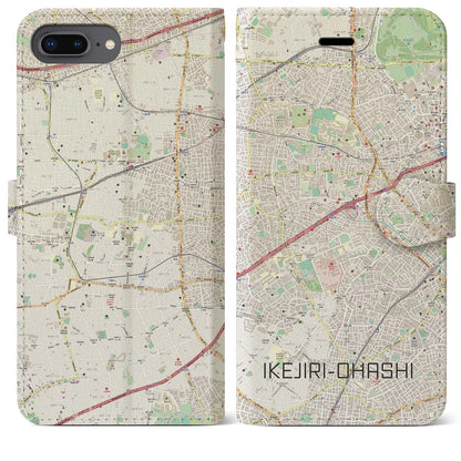 【池尻大橋（東京都）】地図柄iPhoneケース（手帳タイプ）ナチュラル・iPhone 8Plus /7Plus / 6sPlus / 6Plus 用