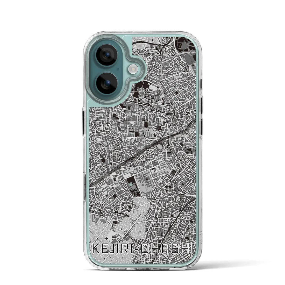 【池尻大橋(東京都)】地図柄iPhoneケース(MagSafeタイプ)モノトーン・iPhone 16 Pro 用