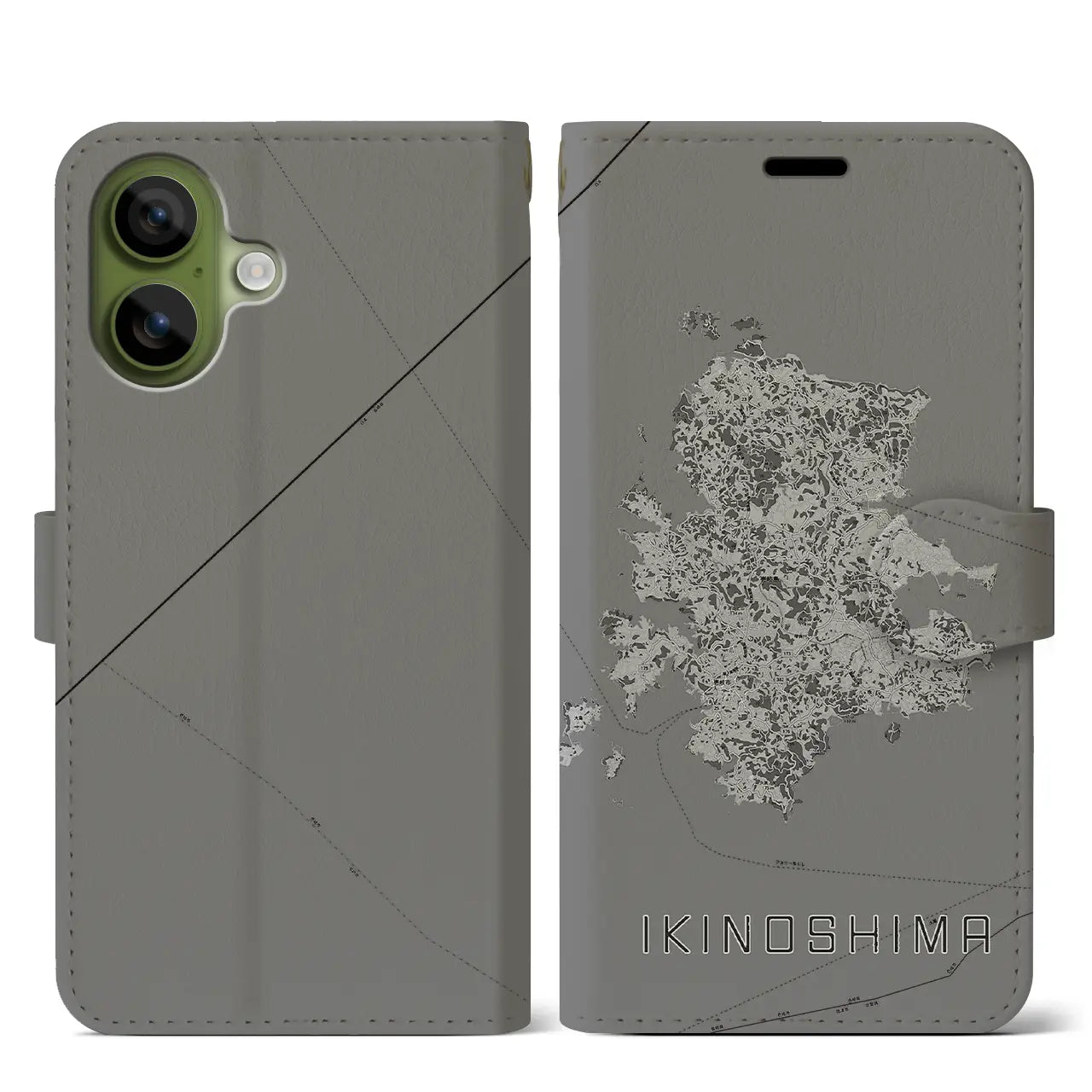 【壱岐島（長崎県）】地図柄iPhoneケース（手帳タイプ）