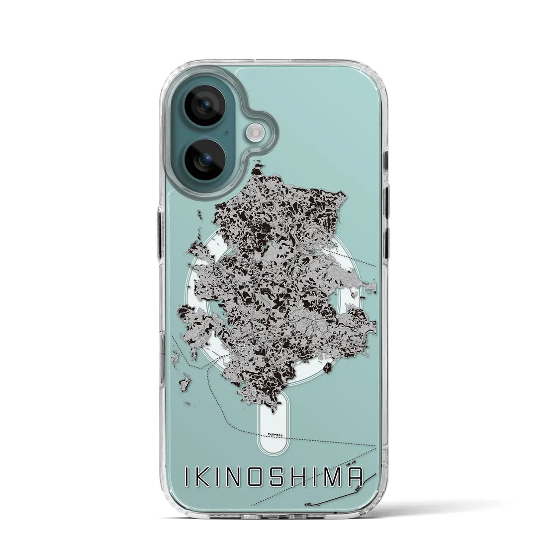 【壱岐島（長崎県）】地図柄iPhoneケース（MagSafeタイプ）モノトーン・iPhone 16 Pro 用