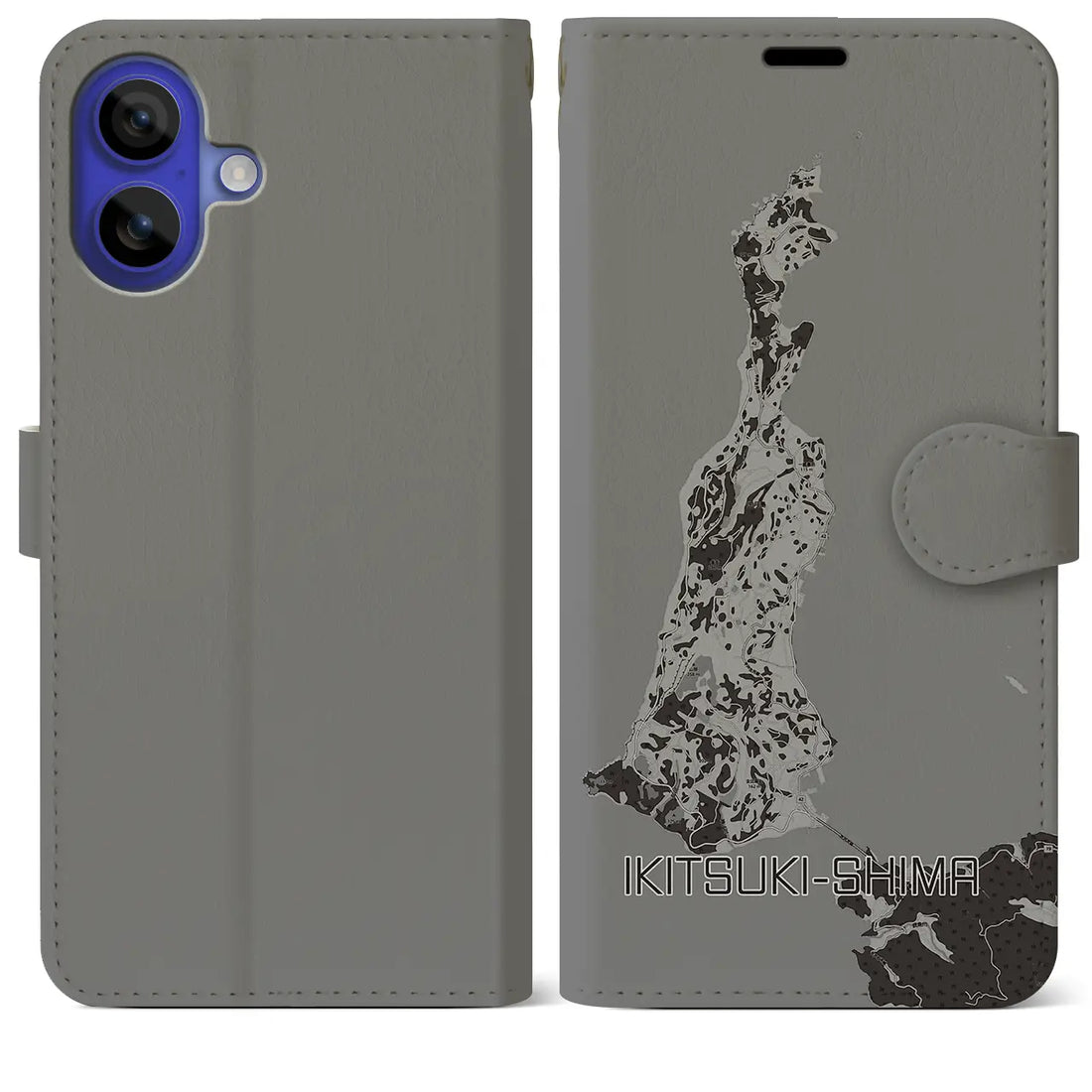 【生月島(長崎県)】地図柄iPhoneケース(手帳タイプ)モノトーン・iPhone 16 Pro Max 用