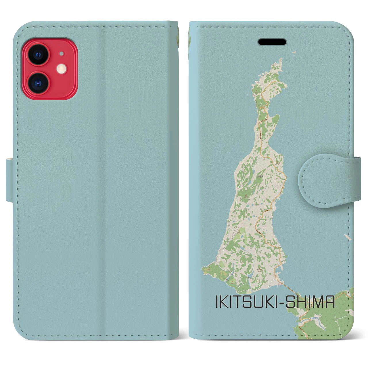 【生月島（長崎県）】地図柄iPhoneケース（手帳タイプ）ナチュラル・iPhone 11 用