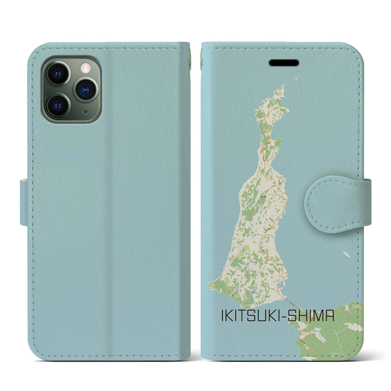 【生月島（長崎県）】地図柄iPhoneケース（手帳タイプ）ナチュラル・iPhone 11 Pro 用