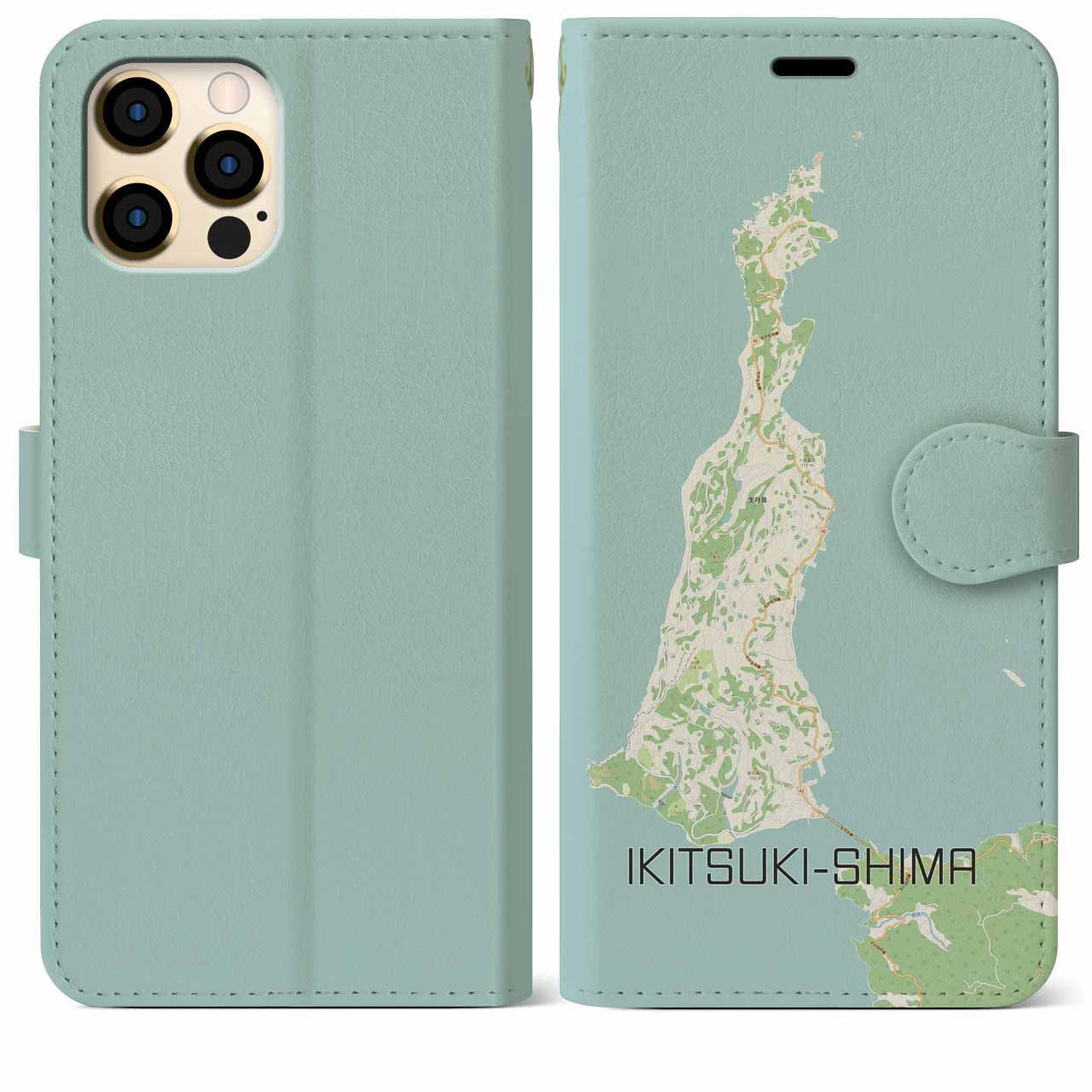 【生月島（長崎県）】地図柄iPhoneケース（手帳タイプ）ナチュラル・iPhone 12 Pro Max 用