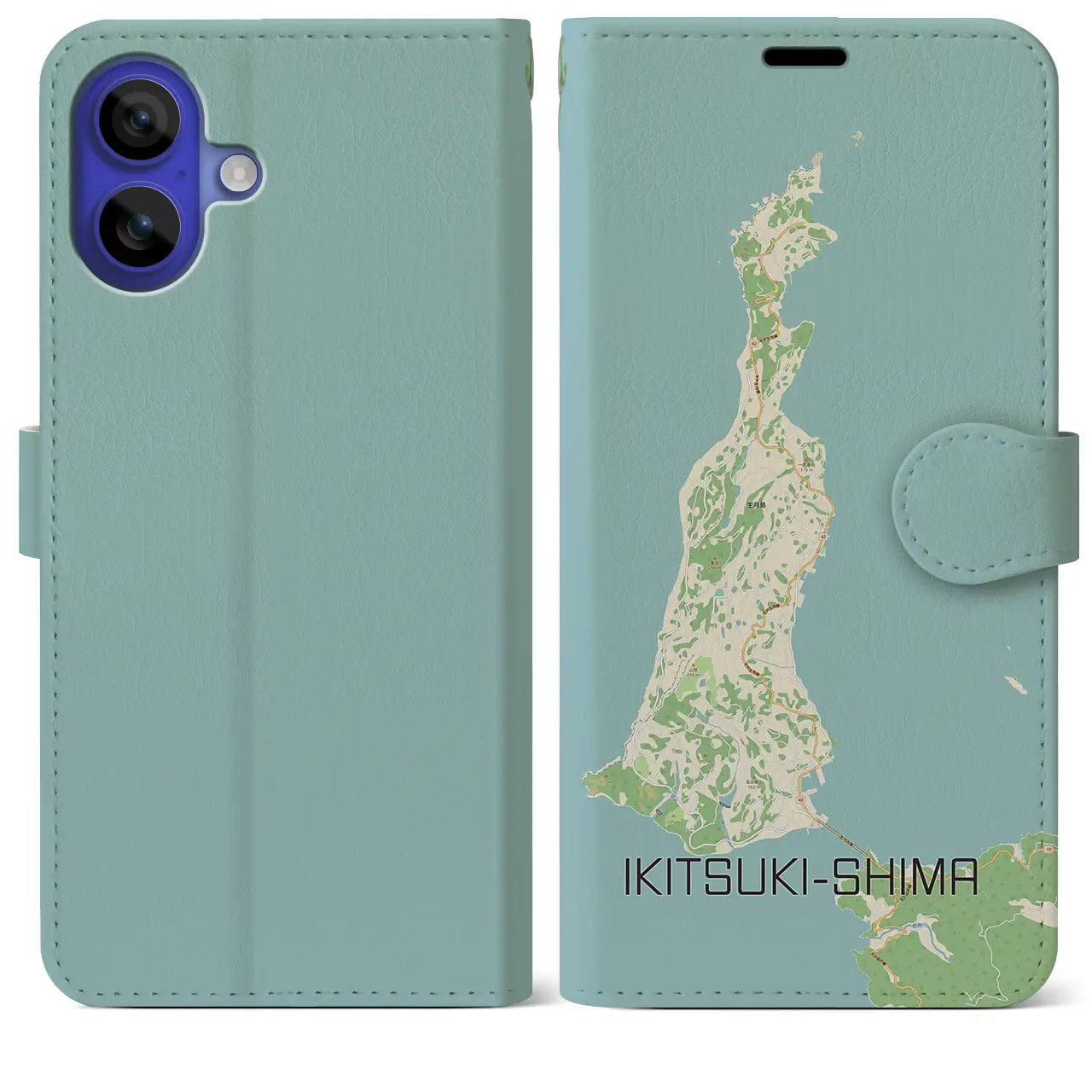 【生月島（長崎県）】地図柄iPhoneケース（手帳タイプ）ナチュラル・iPhone 16 Pro Max 用