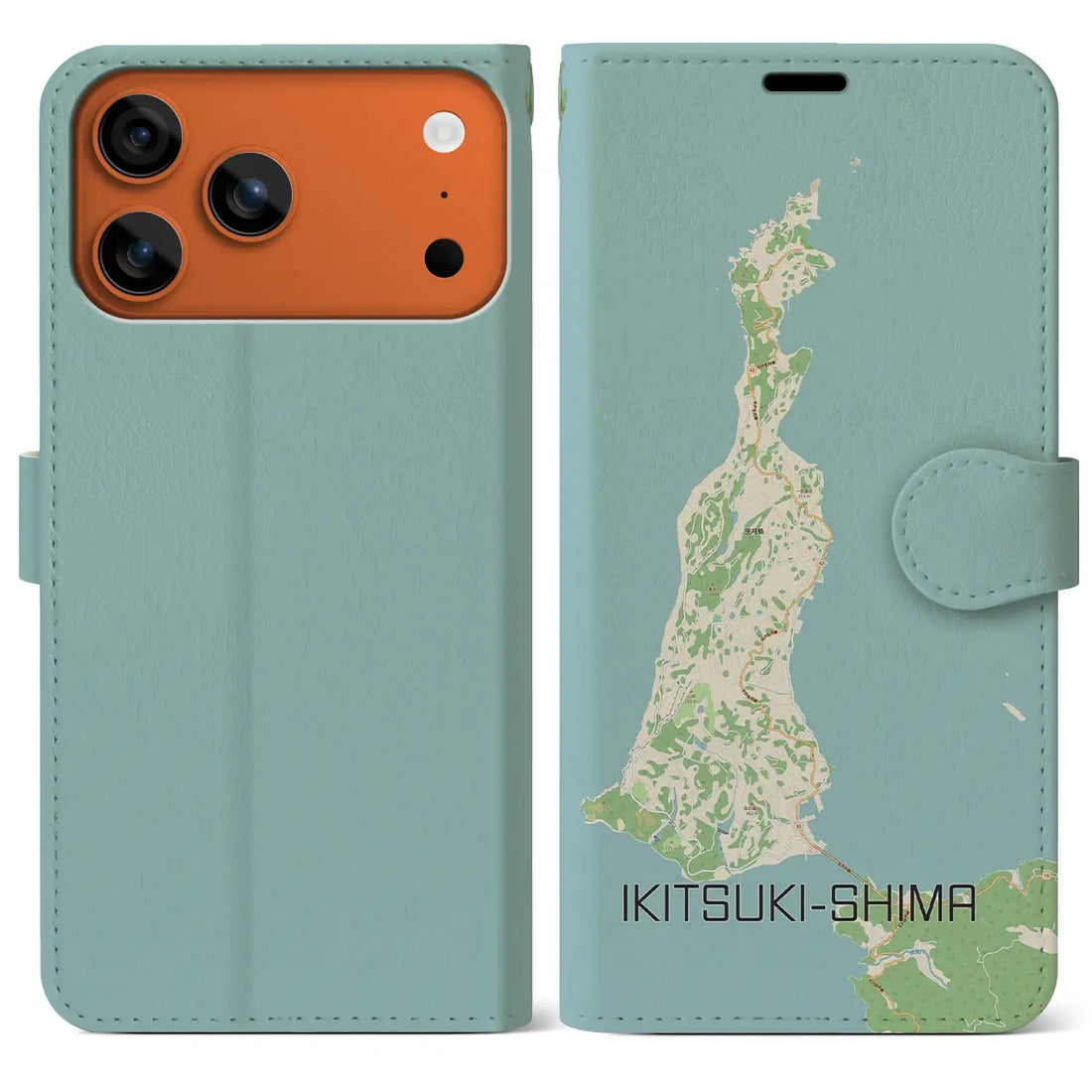 【生月島（長崎県）】地図柄iPhoneケース（手帳タイプ）モノトーン・iPhone 17 Pro Max 用