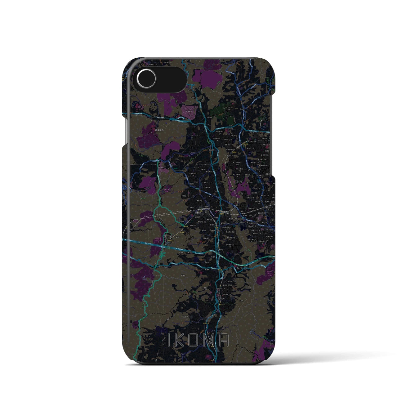 【生駒（奈良県）】地図柄iPhoneケース（バックカバータイプ）