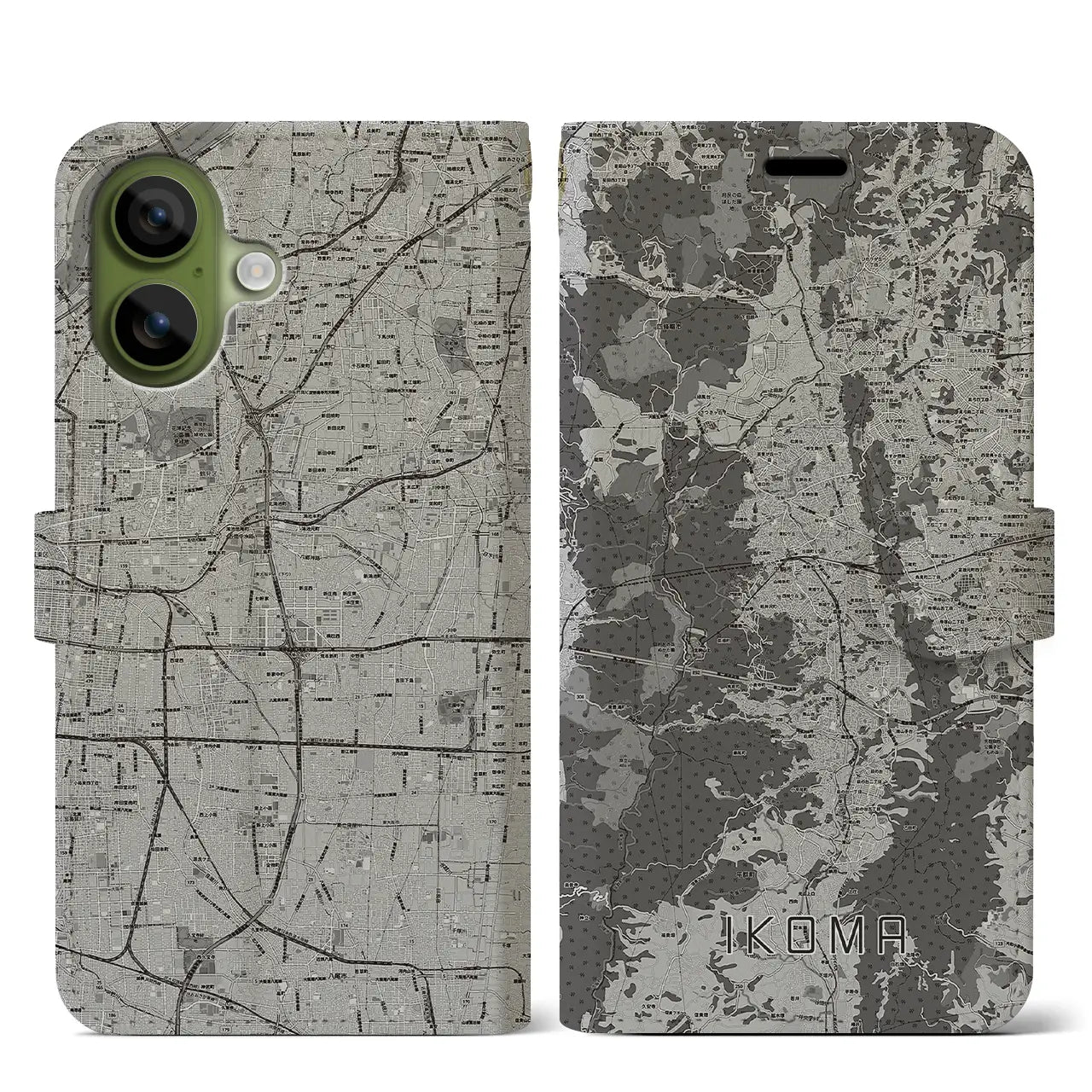 【生駒（奈良県）】地図柄iPhoneケース（手帳タイプ）