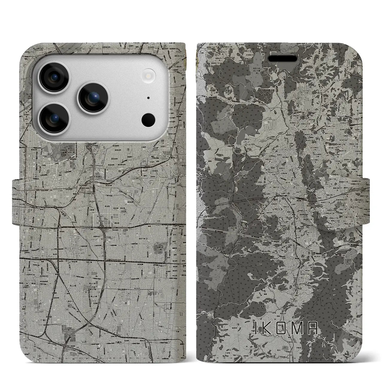 【生駒（奈良県）】地図柄iPhoneケース（手帳タイプ）