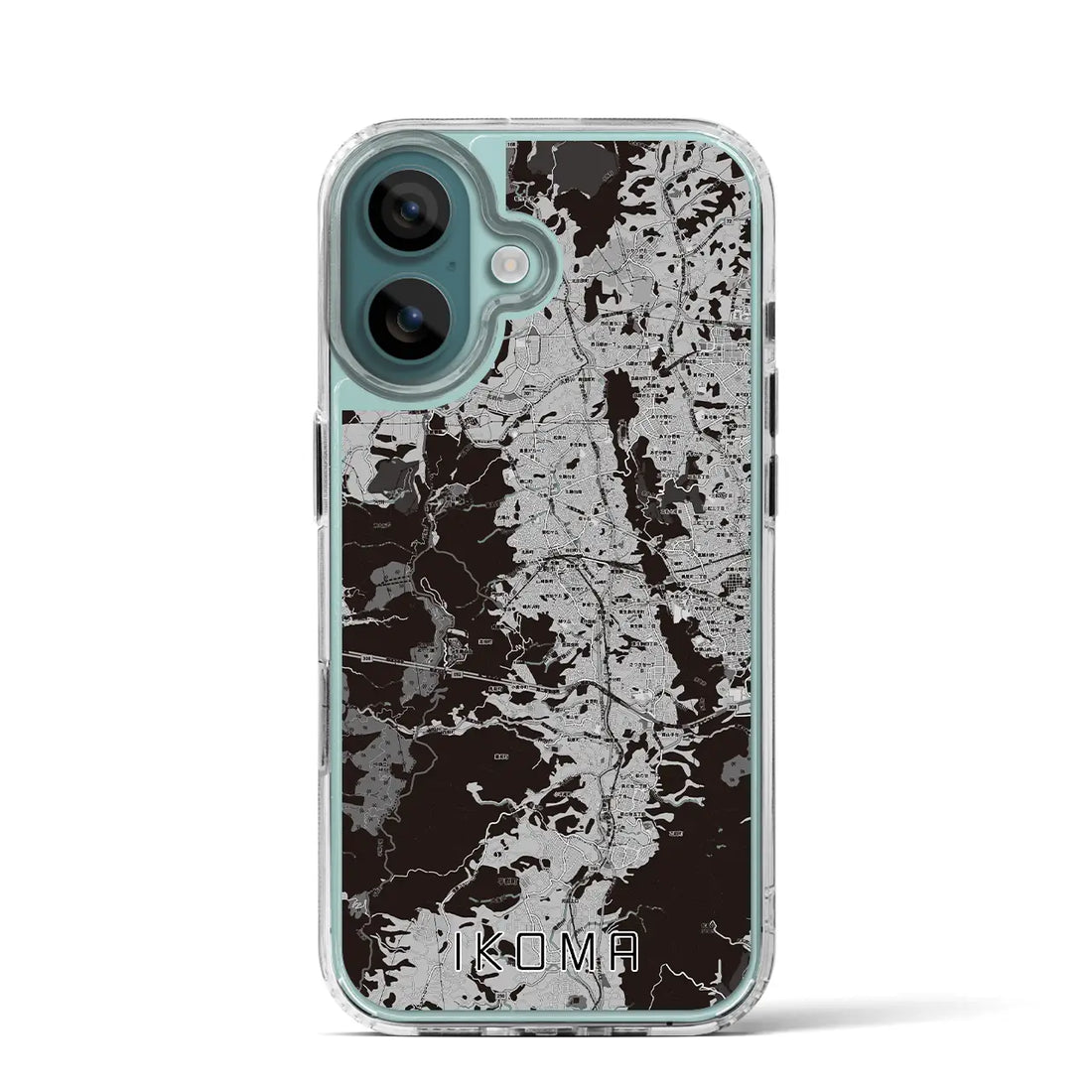 【生駒（奈良県）】地図柄iPhoneケース（MagSafeタイプ）モノトーン・iPhone 16 Pro 用