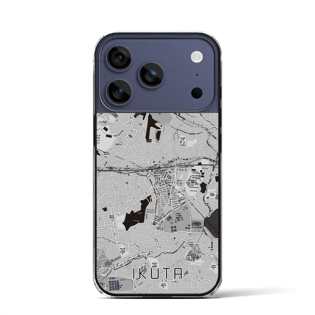 【生田(神奈川県)】地図柄iPhoneケース(クリアタイプ)モノトーン・iPhone 17 Pro Max 用