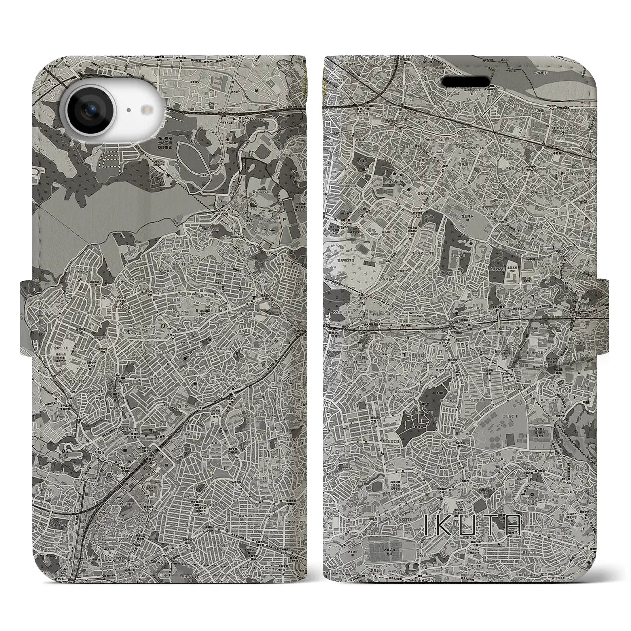 【生田（神奈川県）】地図柄iPhoneケース（手帳タイプ）