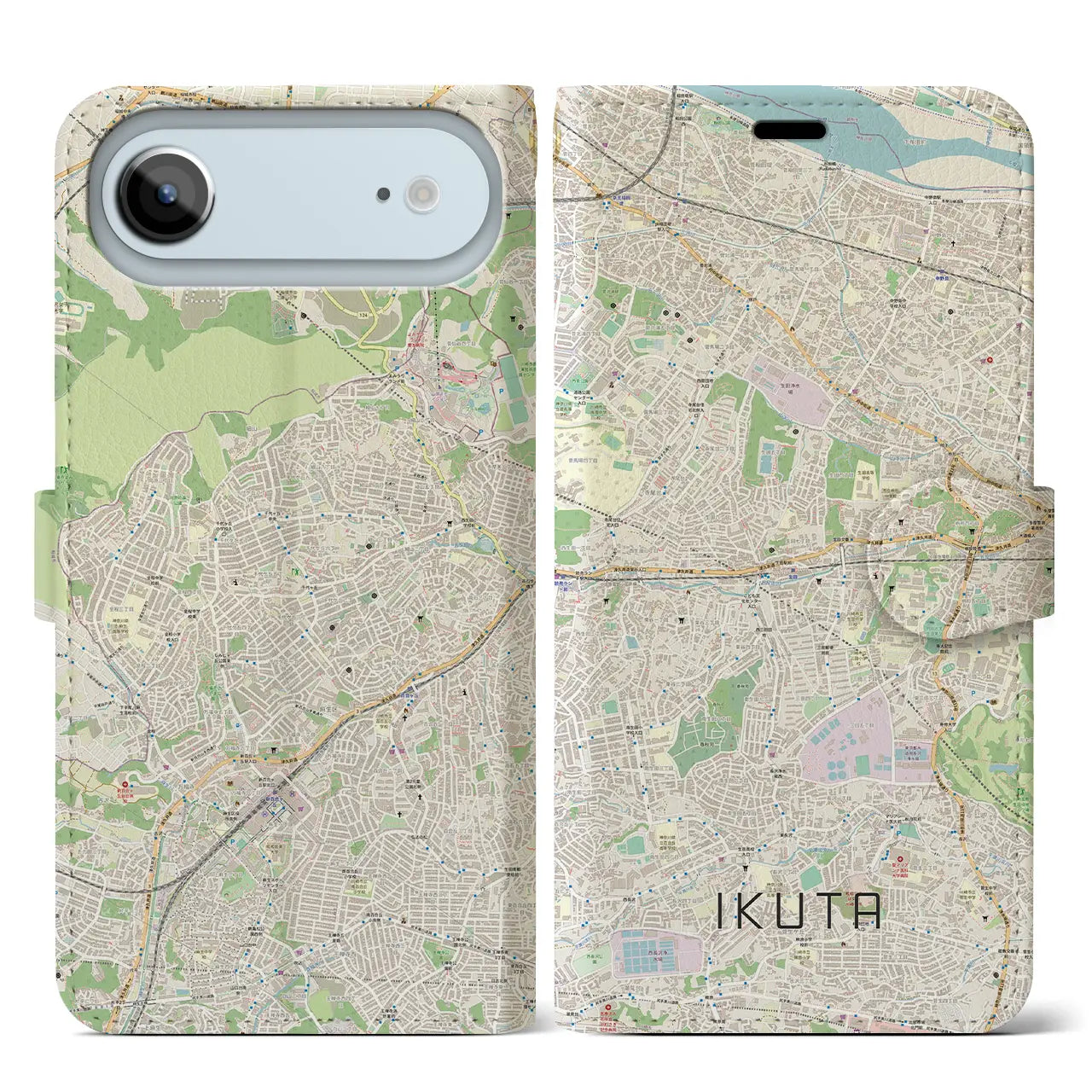 【生田（神奈川県）】地図柄iPhoneケース（手帳タイプ）