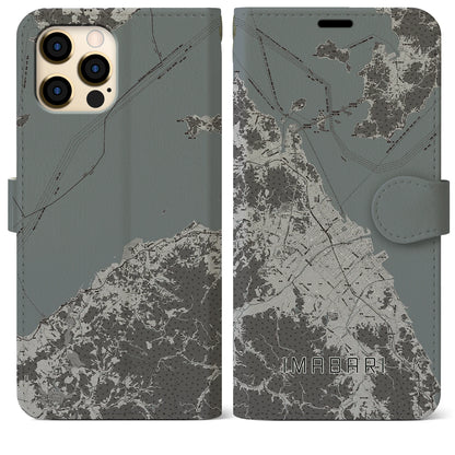 【今治2（愛媛県）】地図柄iPhoneケース（手帳タイプ）モノトーン・iPhone 12 Pro Max 用