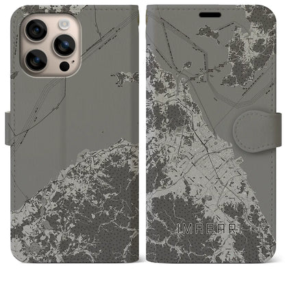 【今治2（愛媛県）】地図柄iPhoneケース（手帳タイプ）モノトーン・iPhone 16 Plus 用