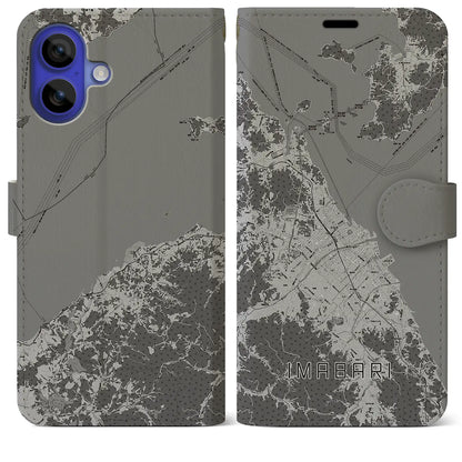 【今治2（愛媛県）】地図柄iPhoneケース（手帳タイプ）モノトーン・iPhone 16 Pro Max 用