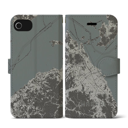 【今治2（愛媛県）】地図柄iPhoneケース（手帳タイプ）モノトーン・iPhone SE（第3 / 第2世代） / 8 / 7 / 6s / 6 用