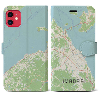 【今治2（愛媛県）】地図柄iPhoneケース（手帳タイプ）ナチュラル・iPhone 11 用