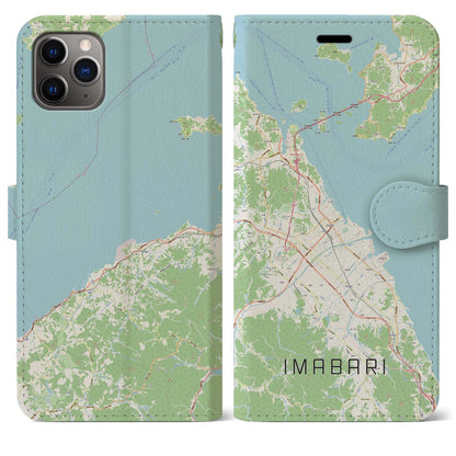 【今治2（愛媛県）】地図柄iPhoneケース（手帳タイプ）ナチュラル・iPhone 11 Pro Max 用