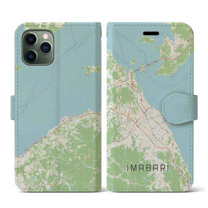 【今治2（愛媛県）】地図柄iPhoneケース（手帳タイプ）ナチュラル・iPhone 11 Pro 用