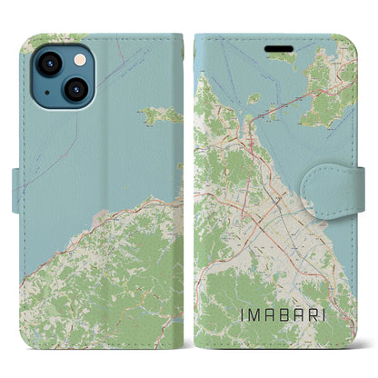 【今治2（愛媛県）】地図柄iPhoneケース（手帳タイプ）ナチュラル・iPhone 13 用