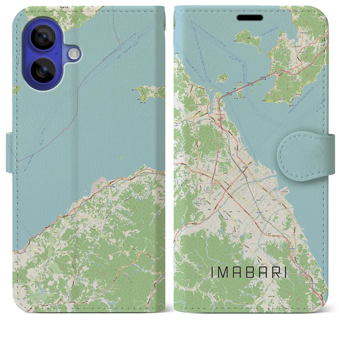 【今治2(愛媛県)】地図柄iPhoneケース(手帳タイプ)ナチュラル・iPhone 16 Pro Max 用
