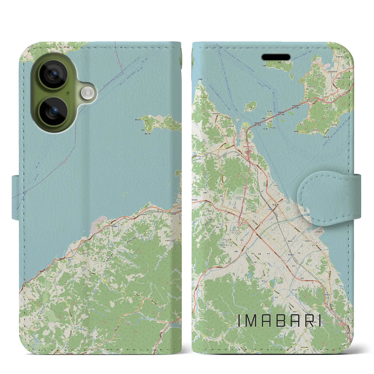 【今治2（愛媛県）】地図柄iPhoneケース（手帳タイプ）