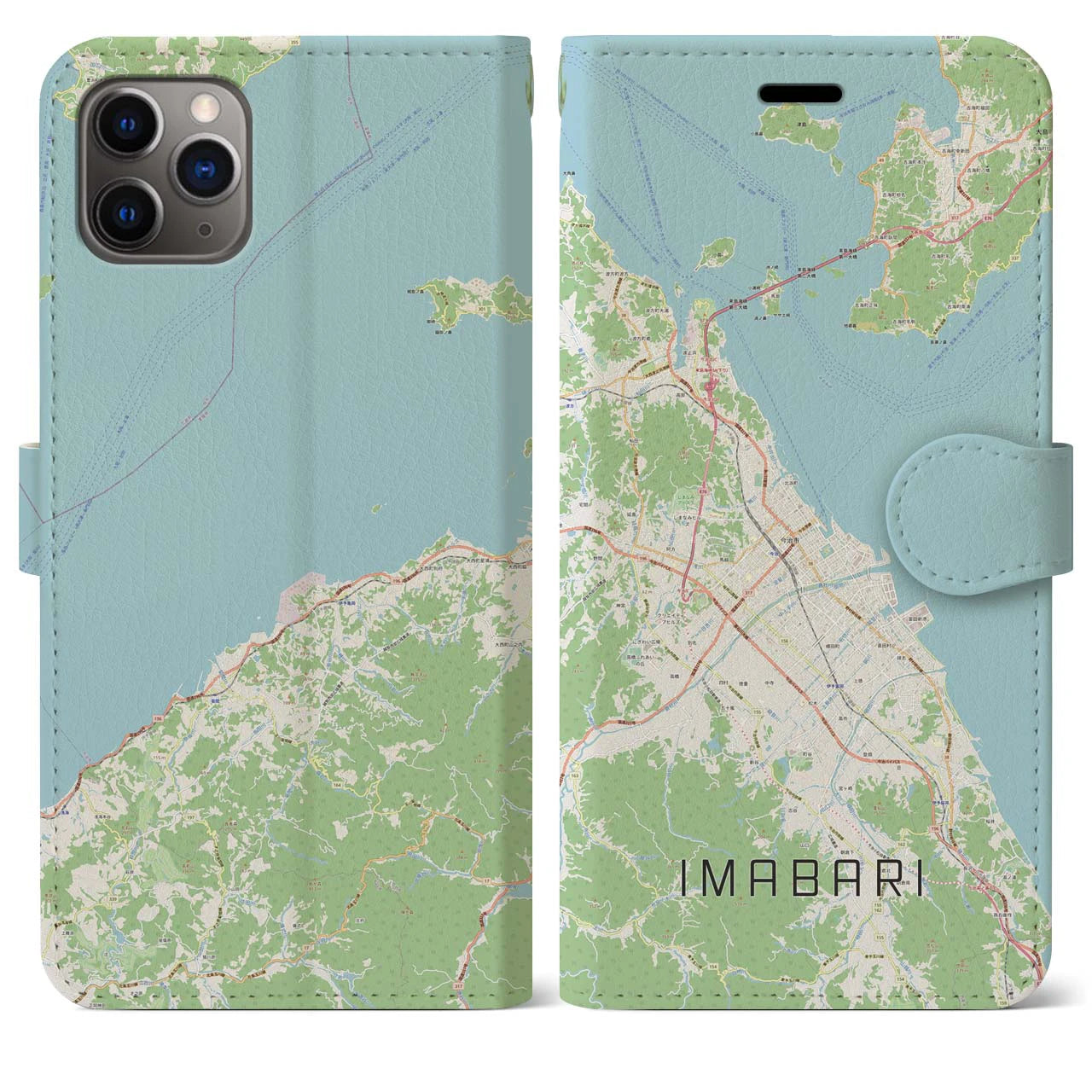 【今治2（愛媛県）】地図柄iPhoneケース（手帳タイプ）