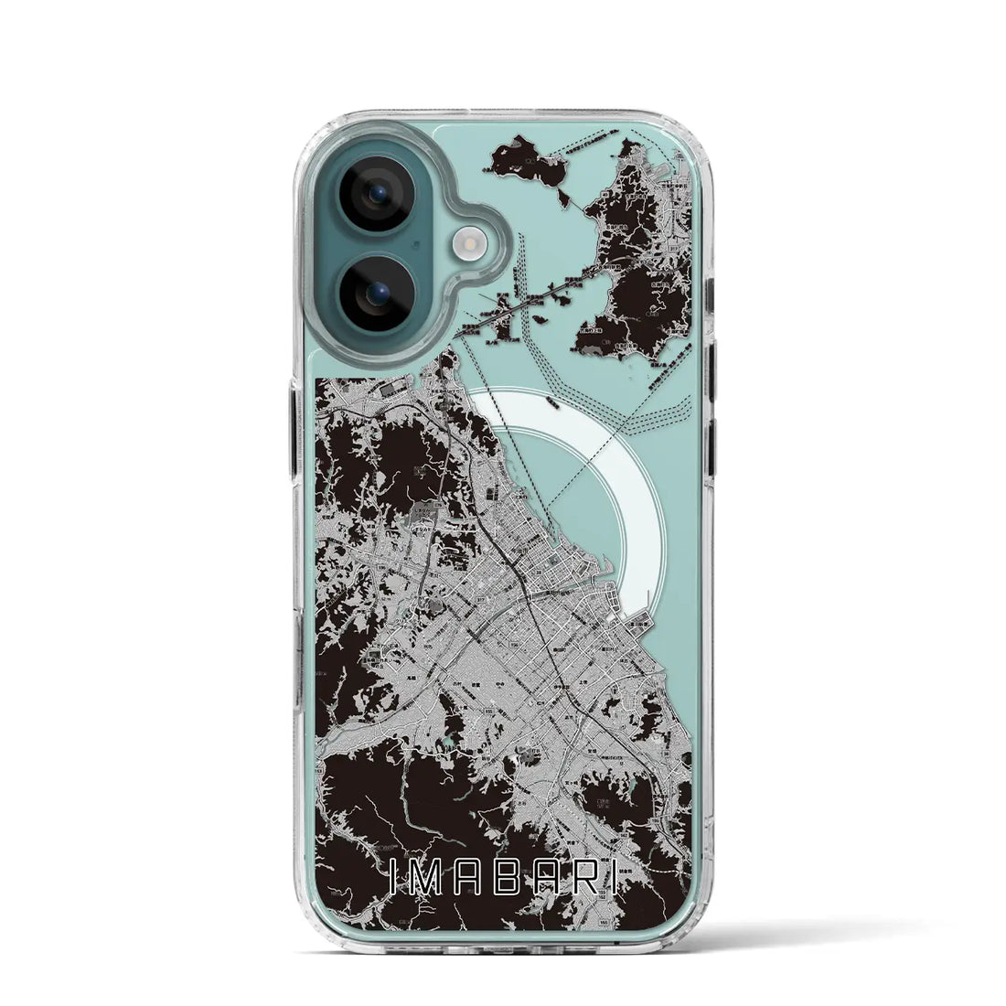【今治2（愛媛県）】地図柄iPhoneケース（MagSafeタイプ）モノトーン・iPhone 16 Pro 用