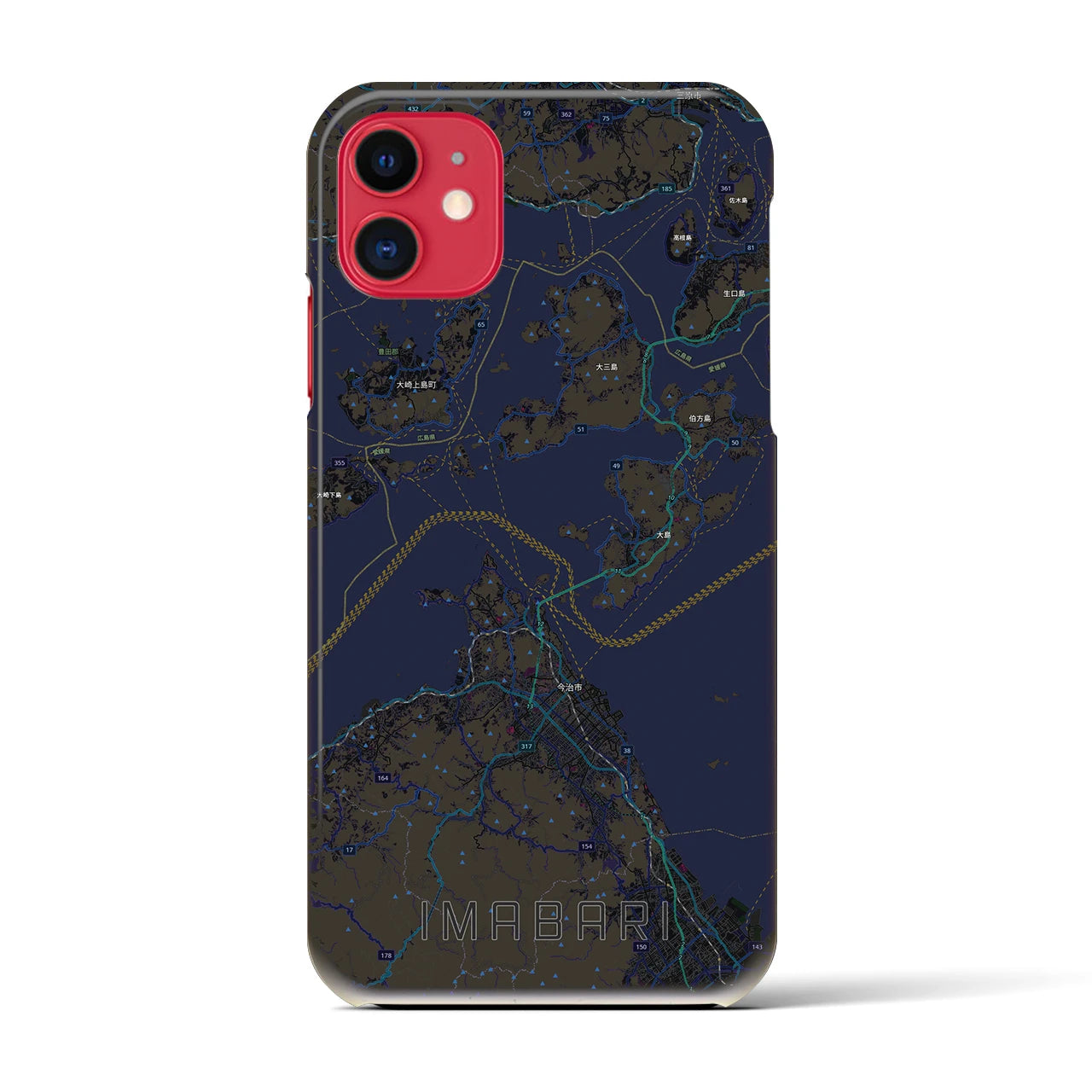 【今治3（愛媛県）】地図柄iPhoneケース（バックカバータイプ）