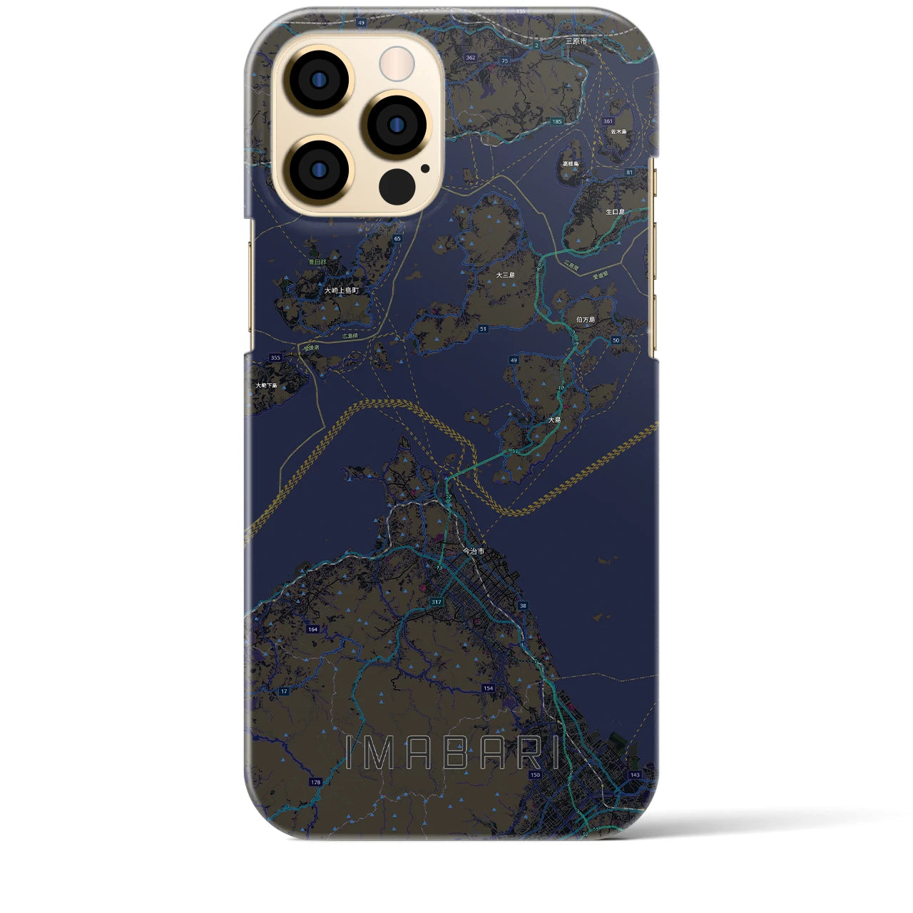 【今治3（愛媛県）】地図柄iPhoneケース（バックカバータイプ）