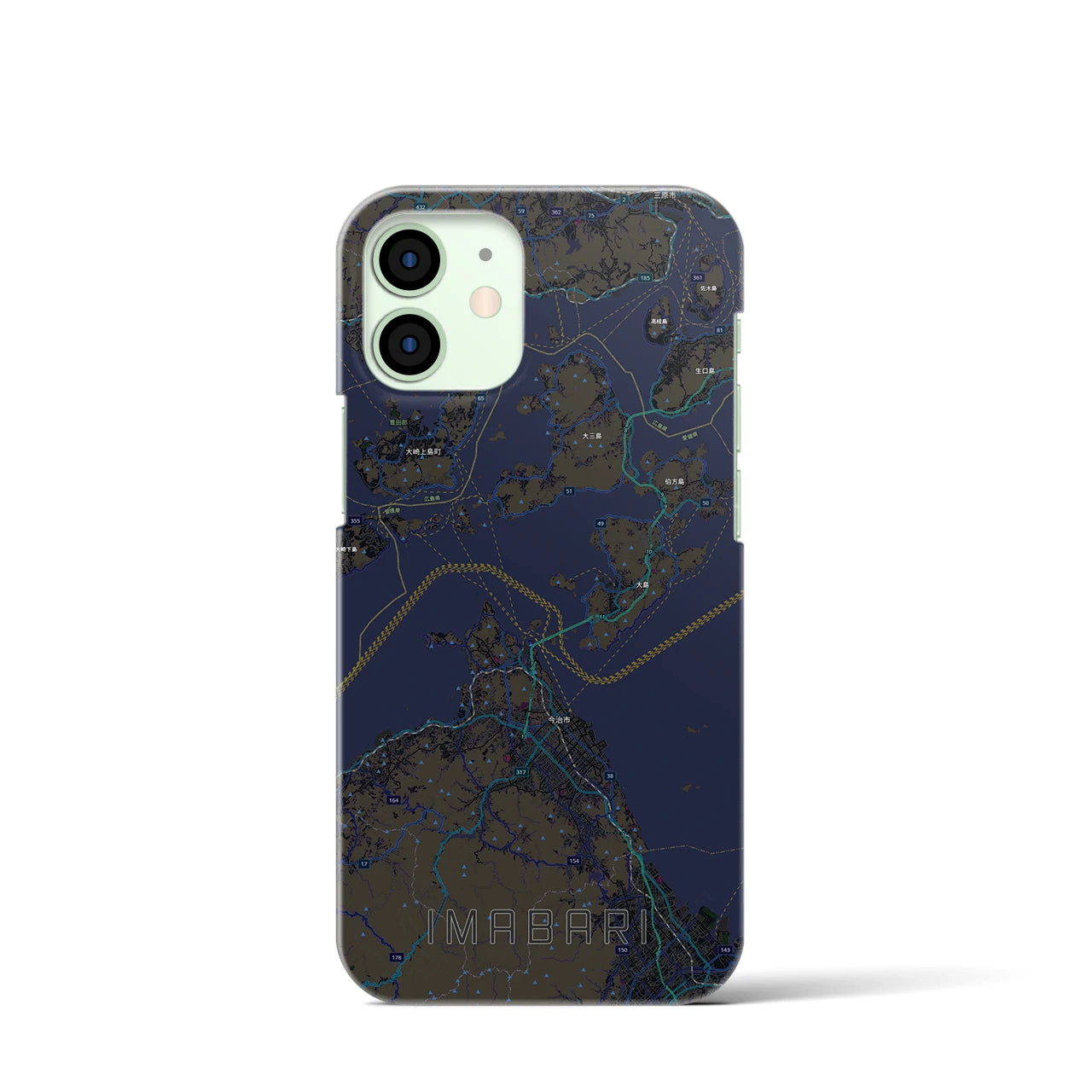 【今治3（愛媛県）】地図柄iPhoneケース（バックカバータイプ）
